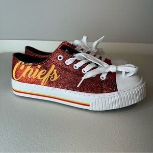 NEW Foco Kansas City Chiefs NFL Football Red Glitter Lace Up Sneakers Size 9